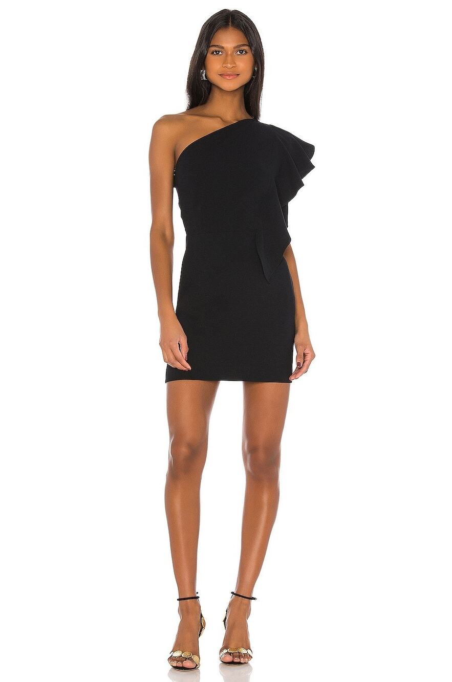 NWT IRO Black One Shoulder Mosby Mini Dress Size 2